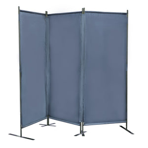 English Elm 6 Modern 3-Panel Room Divider Folding Privacy Screen with Metal Frame Portable Wall Partition Durable Fabric Gray W2181P154698