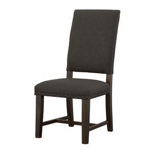 English Elm Warm Grey Ayers Upholstered Side Chairs (Set of 2) with Nailhead Trim, High Cushioned Backs, Smokey Black Finish, Durable Asian Hardwood B062P153665