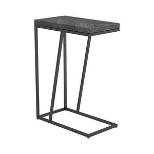 English Elm Rustic Modern Herringbone Accent Table with Sandy Black Metal Legs, Slim Open Silhouette, 25" H B062P153638