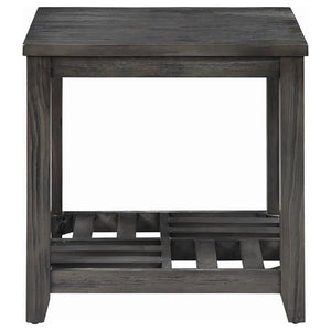 English Elm Grey Rustic Rectangular End Table with Plank Shelf, Transitional Chic Pine & MDF Accent Table - 22"H B062P153632