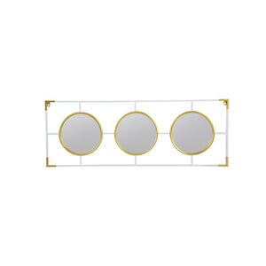 English Elm 15.5x43.5" Triple Convex Iron Frame Wall Mirror in Two-tone Gold White Deco Style W2078P154684