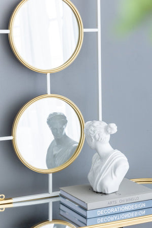 English Elm 15.5x43.5" Triple Convex Iron Frame Wall Mirror in Two-tone Gold White Deco Style W2078P154684
