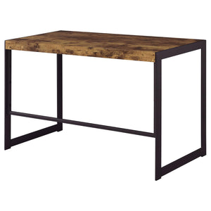 English Elm Antique Nutmeg and Gunmetal Writing Desk with Low-Profile Metal Frame, Compact Modern Industrial Style (46.5"W) B062P153651