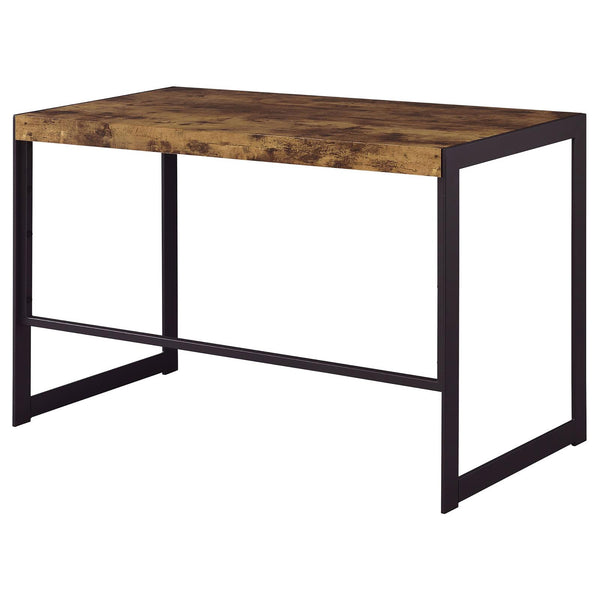 English Elm Antique Nutmeg and Gunmetal Writing Desk with Low-Profile Metal Frame, Compact Modern Industrial Style (46.5"W) B062P153651
