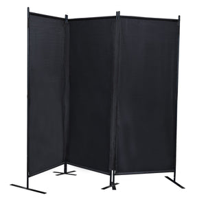 English Elm 6 Modern 3-Panel Room Divider Folding Privacy Screen with Metal Frame Portable Wall Partition Durable Fabric Black W2181P154697
