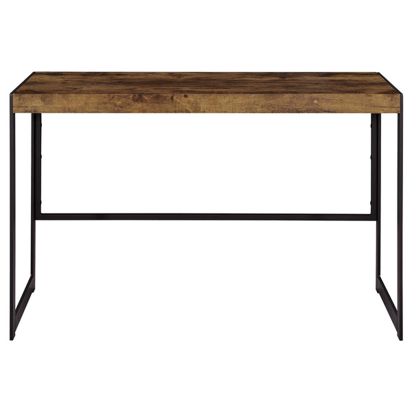 English Elm Antique Nutmeg and Gunmetal Writing Desk with Low-Profile Metal Frame, Compact Modern Industrial Style (46.5"W) B062P153651