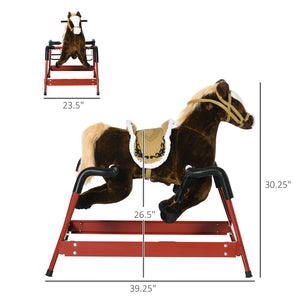 English Elm Kids Plush Spring Rocking Horse with Sound Effects and Sturdy Metal Frame W2225P154768