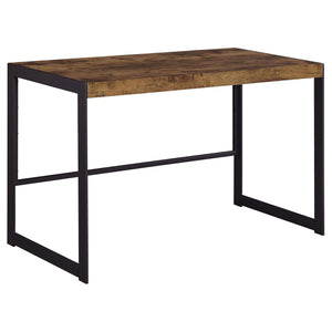 English Elm Antique Nutmeg and Gunmetal Writing Desk with Low-Profile Metal Frame, Compact Modern Industrial Style (46.5"W) B062P153651