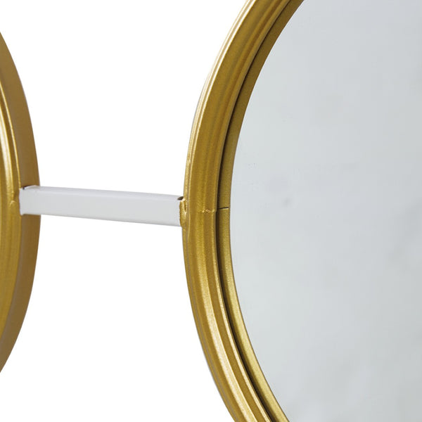 English Elm 15.5x43.5" Triple Convex Iron Frame Wall Mirror in Two-tone Gold White Deco Style W2078P154684