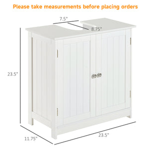 English Elm 24” Pedestal Sink Bathroom Vanity Cabinet with Adjustable Shelves, Moisture-Resistant White MDF Storage W2225P154801