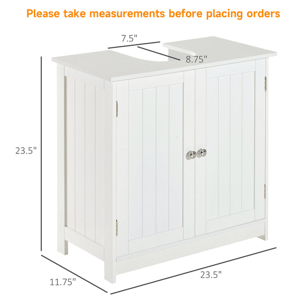 English Elm 24” Pedestal Sink Bathroom Vanity Cabinet with Adjustable Shelves, Moisture-Resistant White MDF Storage W2225P154801
