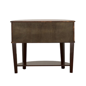 English Elm Cappuccino Demilune Console Table with Rich Dark Finish, Birch Veneer, Drawers & Romantic Flair B062P153636