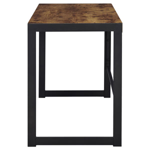 English Elm Antique Nutmeg and Gunmetal Writing Desk with Low-Profile Metal Frame, Compact Modern Industrial Style (46.5"W) B062P153651