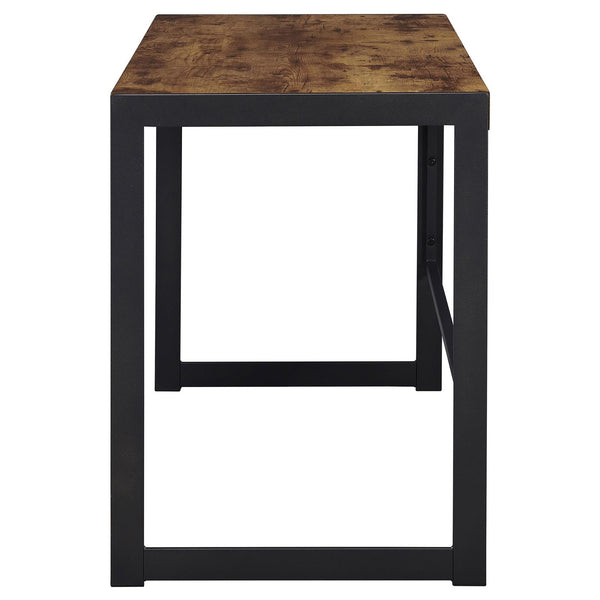 English Elm Antique Nutmeg and Gunmetal Writing Desk with Low-Profile Metal Frame, Compact Modern Industrial Style (46.5"W) B062P153651