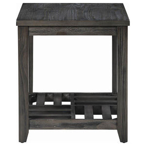 English Elm Grey Rustic Rectangular End Table with Plank Shelf, Transitional Chic Pine & MDF Accent Table - 22"H B062P153632
