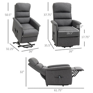 English Elm Electric Power Lift Recliner Chair with Remote Control, Linen-Feel Upholstery, Pocketed Comfort Gray W2225P154804