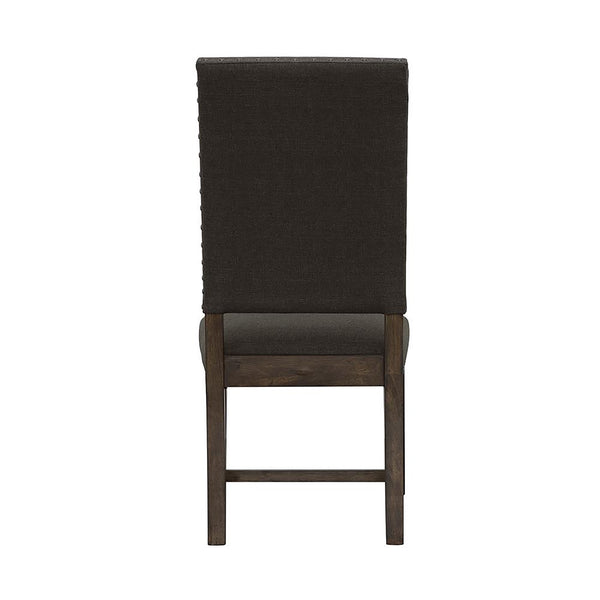 English Elm Warm Grey Ayers Upholstered Side Chairs (Set of 2) with Nailhead Trim, High Cushioned Backs, Smokey Black Finish, Durable Asian Hardwood B062P153665