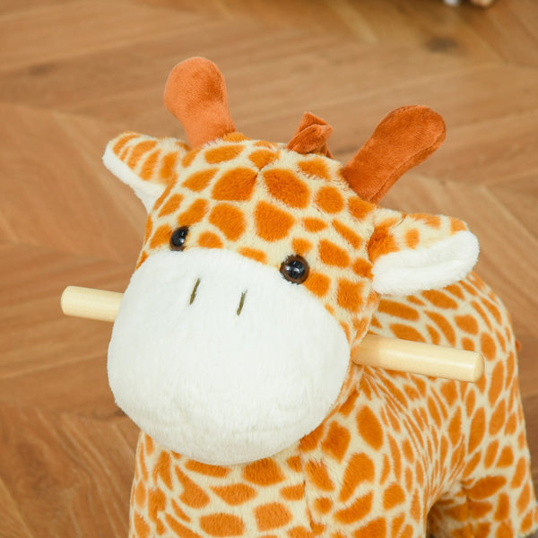 English Elm 2-in-1 Giraffe Plush Rocker Ride on Toy for Toddlers with Realistic Animal Sounds W2225P154775