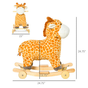 English Elm 2-in-1 Giraffe Plush Rocker Ride on Toy for Toddlers with Realistic Animal Sounds W2225P154775