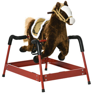 English Elm Kids Plush Spring Rocking Horse with Sound Effects and Sturdy Metal Frame W2225P154768