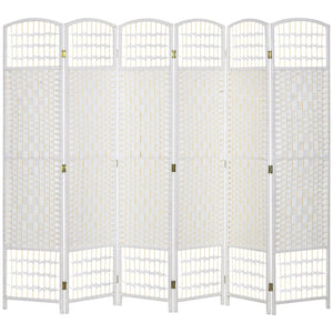 English Elm 6 Panel Room Divider Wave Bamboo Privacy Screen 5.6' Folding Partition Hand-Woven Paper Rope Elegance W2225P154803