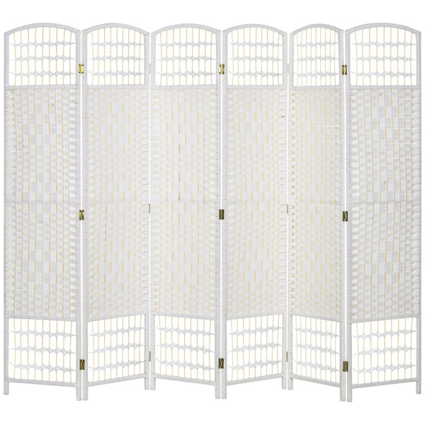 English Elm 6 Panel Room Divider Wave Bamboo Privacy Screen 5.6' Folding Partition Hand-Woven Paper Rope Elegance W2225P154803