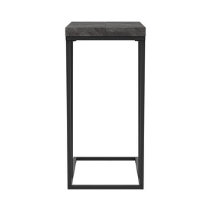 English Elm Rustic Modern Grey Herringbone Accent Table with Sandy Black Metal Legs — Sleek Angled Open Design, Compact 25.25" High B062P153643