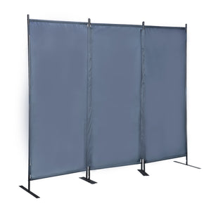 English Elm 6 Modern 3-Panel Room Divider Folding Privacy Screen with Metal Frame Portable Wall Partition Durable Fabric Gray W2181P154698