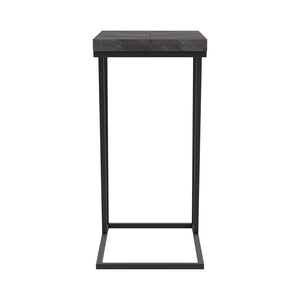 English Elm Rustic Modern Grey Herringbone Accent Table with Sandy Black Metal Legs — Sleek Angled Open Design, Compact 25.25" High B062P153643
