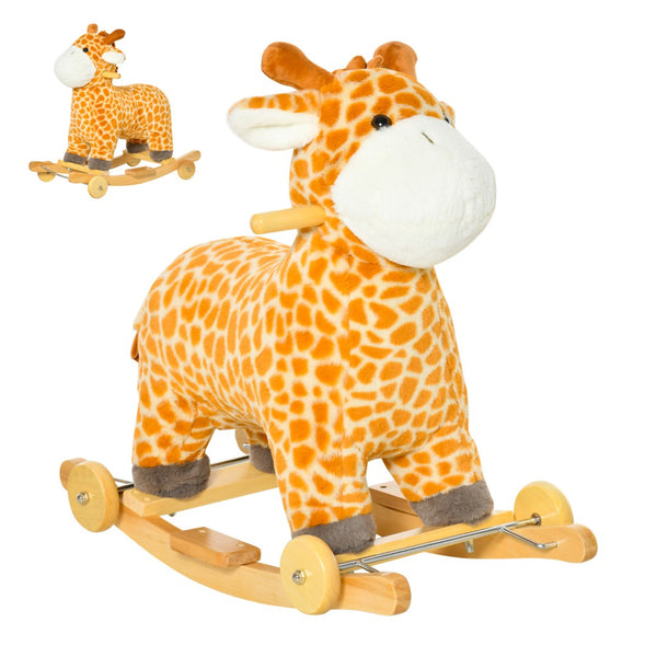 English Elm 2-in-1 Giraffe Plush Rocker Ride on Toy for Toddlers with Realistic Animal Sounds W2225P154775
