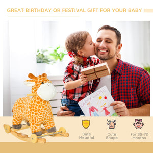 English Elm 2-in-1 Giraffe Plush Rocker Ride on Toy for Toddlers with Realistic Animal Sounds W2225P154775