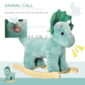 English Elm Kids Triceratops Plush Rocker with Sound Effects Soft Polyester Toddler Ride on Toy W2225P154778
