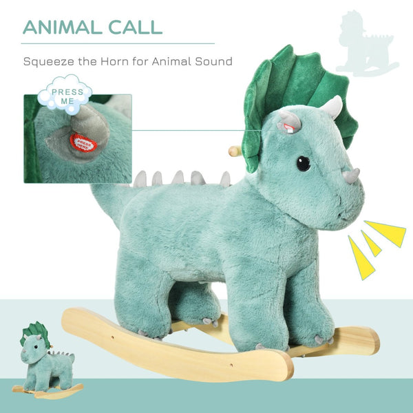 English Elm Kids Triceratops Plush Rocker with Sound Effects Soft Polyester Toddler Ride on Toy W2225P154778