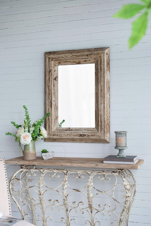 English Elm 30x2x39" Distressed Fir Wood Framed Rectangular Mirror Farmhouse Entryway Accent W2078P154685