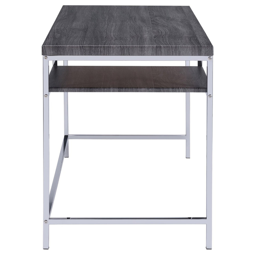 English Elm Weathered Grey Writing Desk With Chrome Accents - Sleek, Modern Design For Small Spaces & Offices B062P153658-GIGA