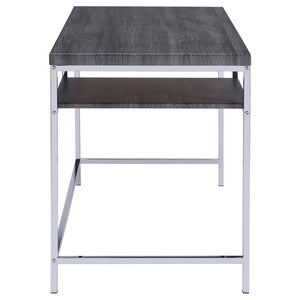 English Elm Weathered Grey Writing Desk With Chrome Accents - Sleek, Modern Design For Small Spaces & Offices B062P153658-GIGA
