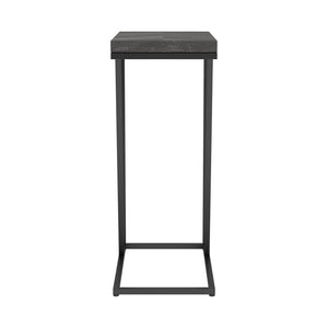 English Elm Rustic Modern Herringbone Accent Table with Sandy Black Metal Legs, Slim Open Silhouette, 25" H B062P153638
