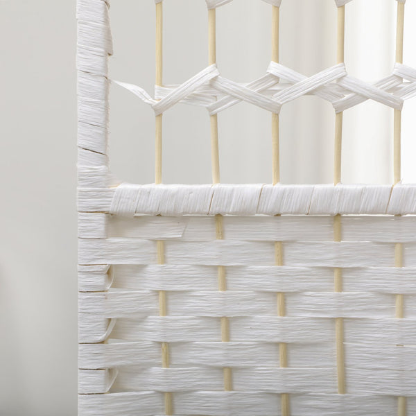 English Elm 6 Panel Room Divider Wave Bamboo Privacy Screen 5.6' Folding Partition Hand-Woven Paper Rope Elegance W2225P154803