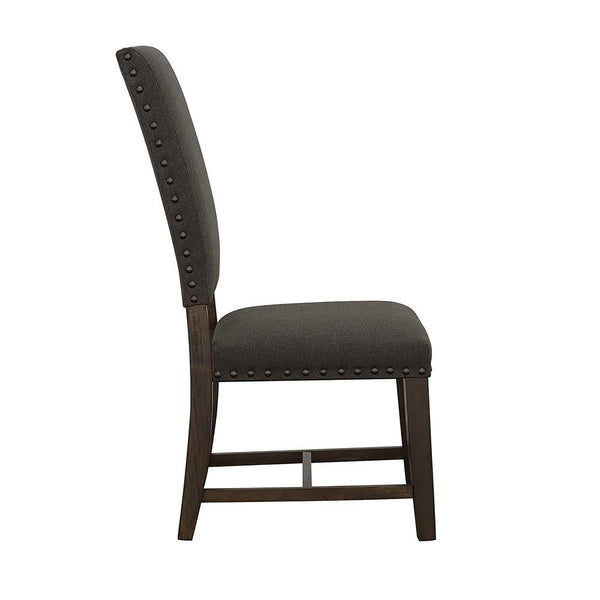 English Elm Warm Grey Ayers Upholstered Side Chairs (Set of 2) with Nailhead Trim, High Cushioned Backs, Smokey Black Finish, Durable Asian Hardwood B062P153665