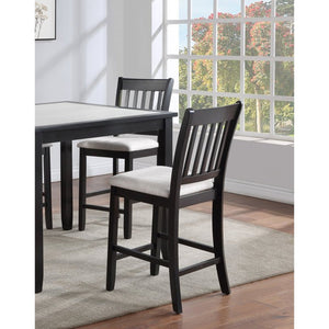 English Elm Casual Rubberwood Dining Chairs Set of 2 in Black with Linen Seats, Slatted Back, Comfortable Seating W2170140356