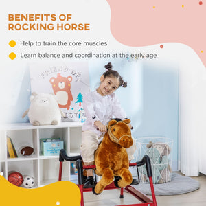 English Elm Kids Plush Spring Rocking Horse with Sound Effects and Sturdy Metal Frame W2225P154781