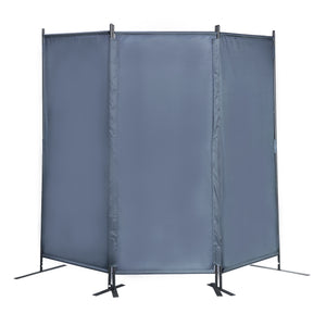English Elm 6 Modern 3-Panel Room Divider Folding Privacy Screen with Metal Frame Portable Wall Partition Durable Fabric Gray W2181P154698