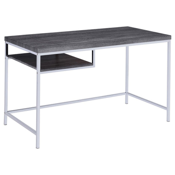 English Elm Weathered Grey Writing Desk With Chrome Accents - Sleek, Modern Design For Small Spaces & Offices B062P153658-GIGA