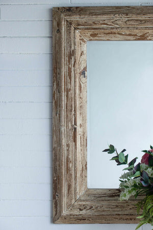 English Elm 30x2x39" Distressed Fir Wood Framed Rectangular Mirror Farmhouse Entryway Accent W2078P154685