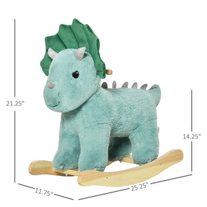 English Elm Kids Triceratops Plush Rocker with Sound Effects Soft Polyester Toddler Ride on Toy W2225P154778