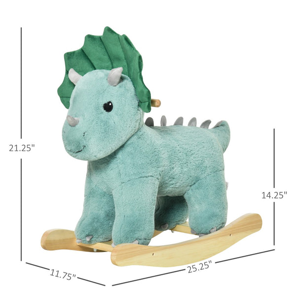 English Elm Kids Triceratops Plush Rocker with Sound Effects Soft Polyester Toddler Ride on Toy W2225P154778