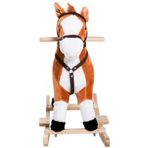 English Elm Kids Plush Rocking Horse with Realistic Neighing Sounds Padded Saddle and Metal Frame W2225P154771