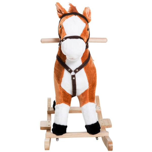 English Elm Kids Plush Rocking Horse with Realistic Neighing Sounds Padded Saddle and Metal Frame W2225P154771