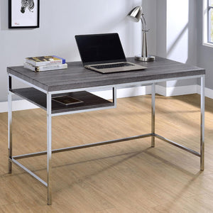 English Elm Weathered Grey Writing Desk With Chrome Accents - Sleek, Modern Design For Small Spaces & Offices B062P153658-GIGA