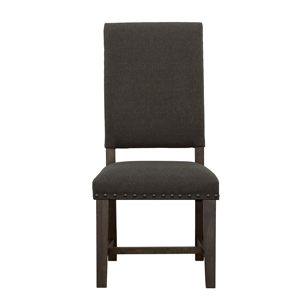 English Elm Warm Grey Ayers Upholstered Side Chairs (Set of 2) with Nailhead Trim, High Cushioned Backs, Smokey Black Finish, Durable Asian Hardwood B062P153665